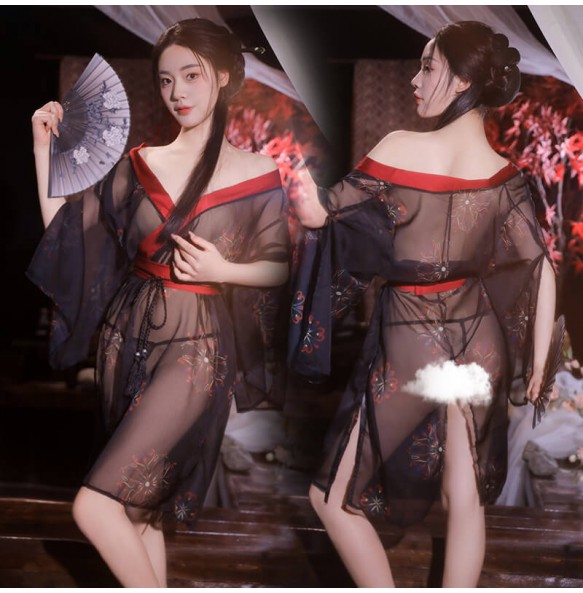 FEE ET MOI - Japanese Phantom Print Kimono Set (Black - Red)